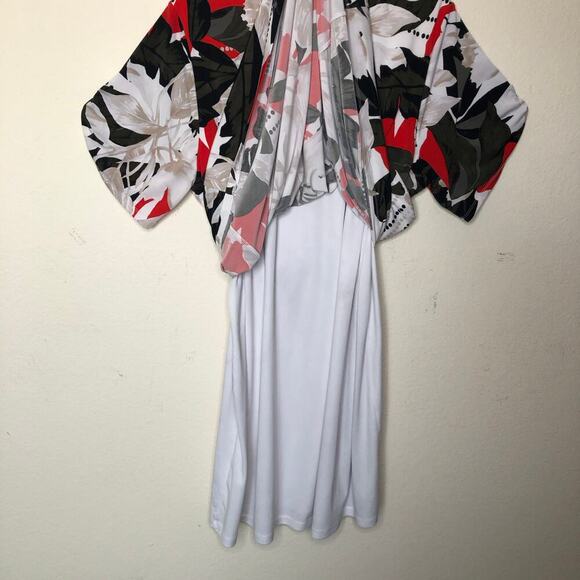Calvin Klein 1X Floral Abstract Print Shift Dress Red Black White‎ Plus Size - Picture 12 of 14